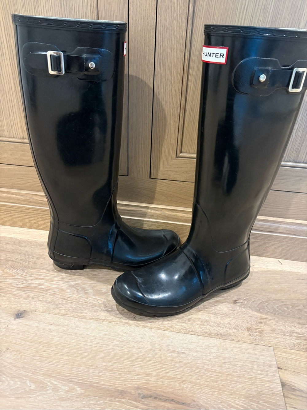 Hunter Black Gloss Tall Women's Waterproof Rain Boots